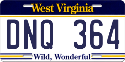 WV license plate DNQ364