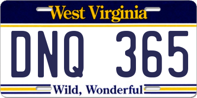 WV license plate DNQ365