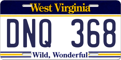 WV license plate DNQ368