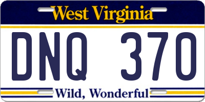 WV license plate DNQ370
