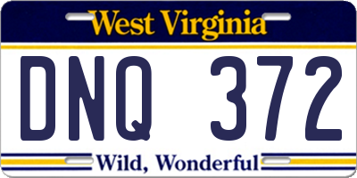 WV license plate DNQ372