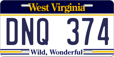 WV license plate DNQ374