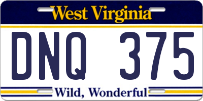 WV license plate DNQ375