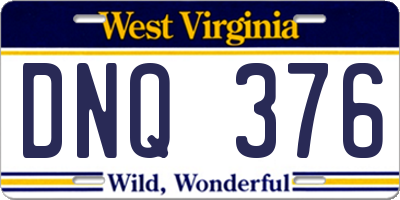 WV license plate DNQ376