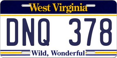 WV license plate DNQ378