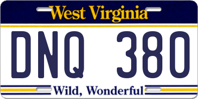WV license plate DNQ380