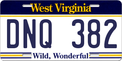WV license plate DNQ382