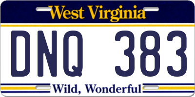 WV license plate DNQ383