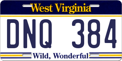 WV license plate DNQ384