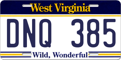WV license plate DNQ385