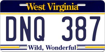 WV license plate DNQ387