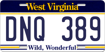 WV license plate DNQ389