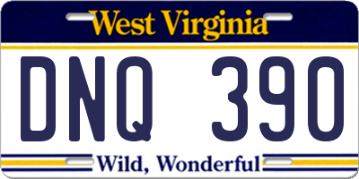 WV license plate DNQ390