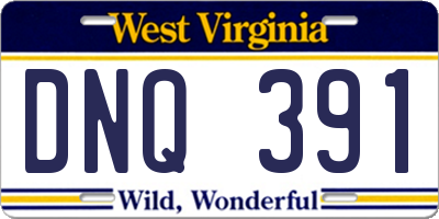 WV license plate DNQ391