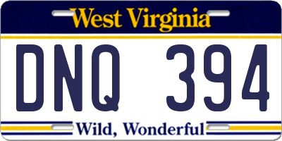 WV license plate DNQ394