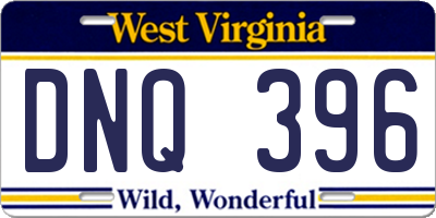 WV license plate DNQ396