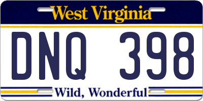 WV license plate DNQ398
