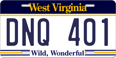 WV license plate DNQ401