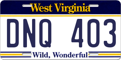 WV license plate DNQ403