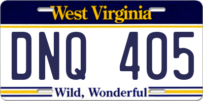 WV license plate DNQ405