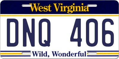 WV license plate DNQ406