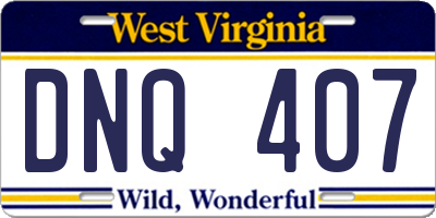 WV license plate DNQ407