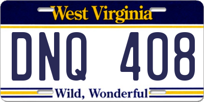 WV license plate DNQ408
