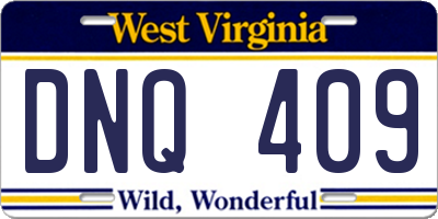 WV license plate DNQ409