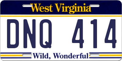 WV license plate DNQ414