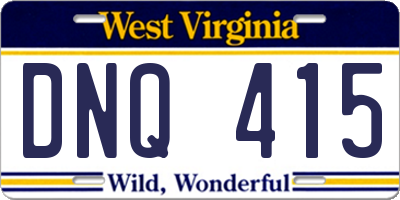 WV license plate DNQ415