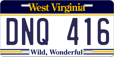 WV license plate DNQ416