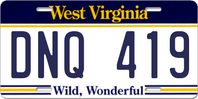 WV license plate DNQ419