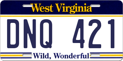 WV license plate DNQ421