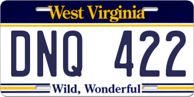 WV license plate DNQ422