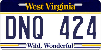 WV license plate DNQ424