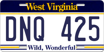 WV license plate DNQ425