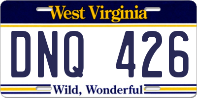 WV license plate DNQ426