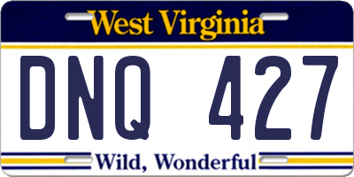 WV license plate DNQ427