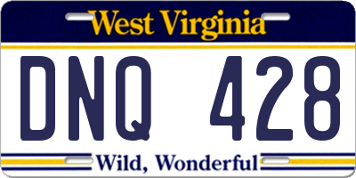 WV license plate DNQ428