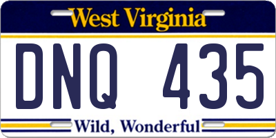 WV license plate DNQ435