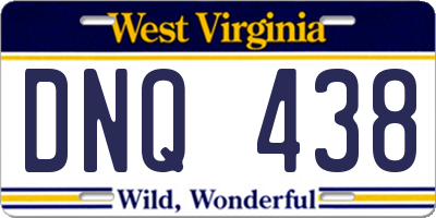WV license plate DNQ438