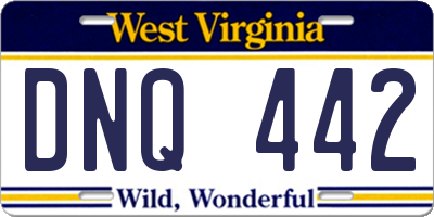 WV license plate DNQ442