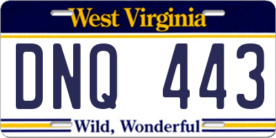 WV license plate DNQ443