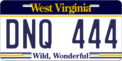 WV license plate DNQ444