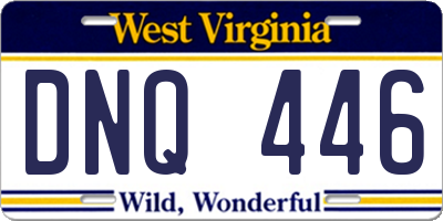 WV license plate DNQ446