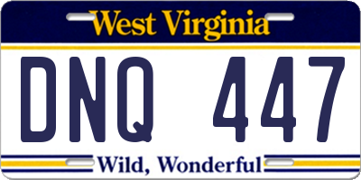 WV license plate DNQ447