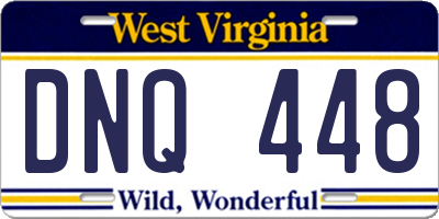 WV license plate DNQ448