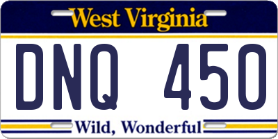 WV license plate DNQ450