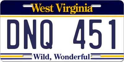 WV license plate DNQ451