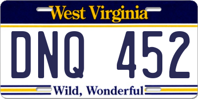 WV license plate DNQ452